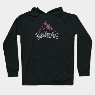 Hellgirl Aesthetic Goth Grl Grunge Design (Pink Flames & White Text) Hoodie